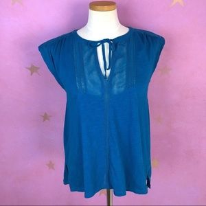 LUCKY BRAND BLUE SLEEVELESS BOHO PEASANT BLOUSE